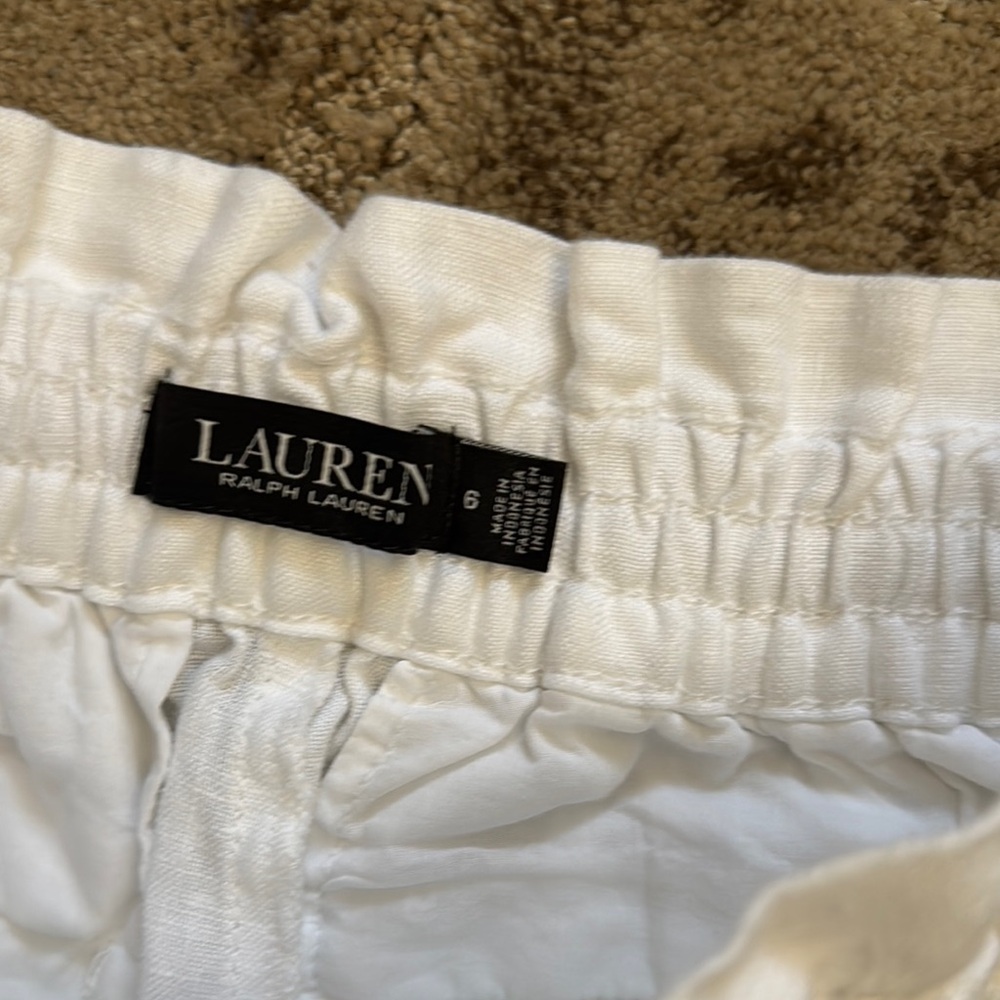 White Drawstring Linen Pants - Picture 4 of 4